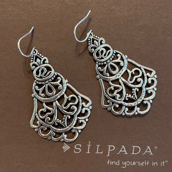 Silpada Sterling Silver Flamenco Flare Filigree Chandelier Ornate Earrings W2949 - Picture 7 of 15